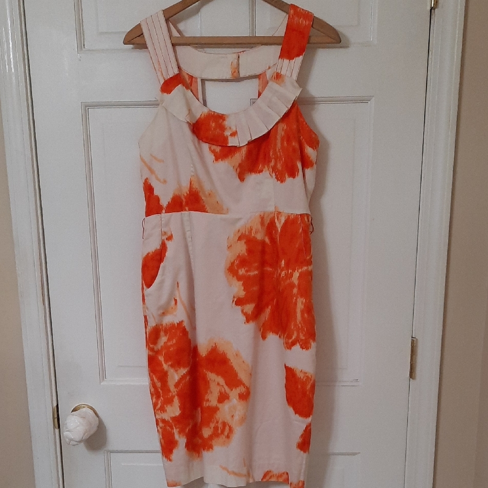 Moulinette Soeurs Peach, Orange  and Cream Dress SZ 8